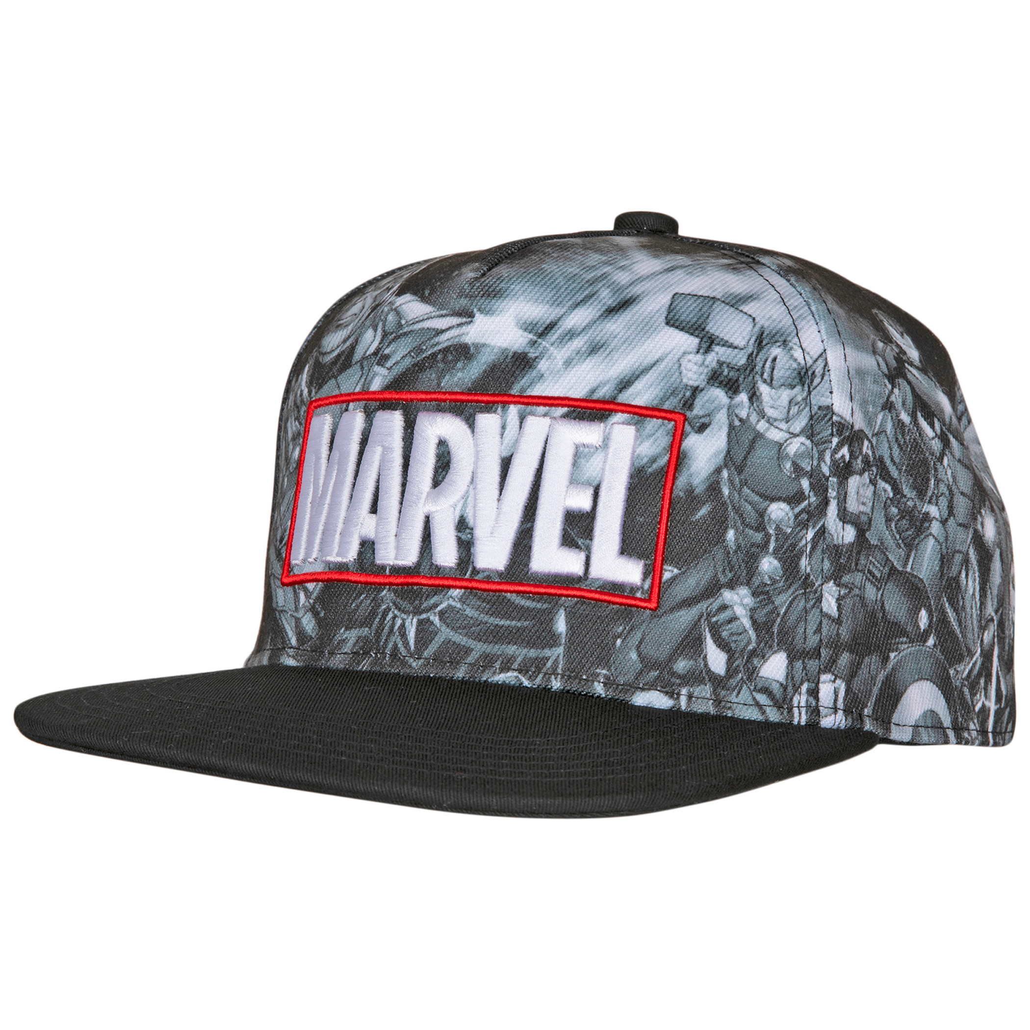 Marvel Avengers Characters Sublimated Panels Flat Brim Adjustable Hat